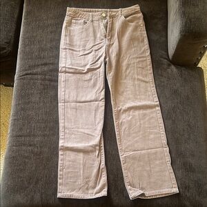 Tan Straight Leg Jeans with Smooth Texture